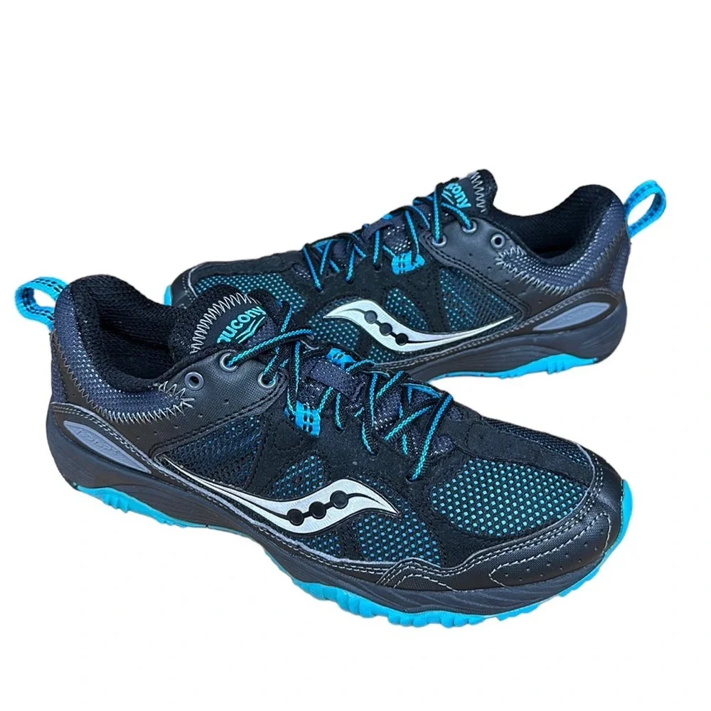 Saucony Black Blue Adapt Trail Running Hiking Walking Shoes #15148-1 Size 8.5